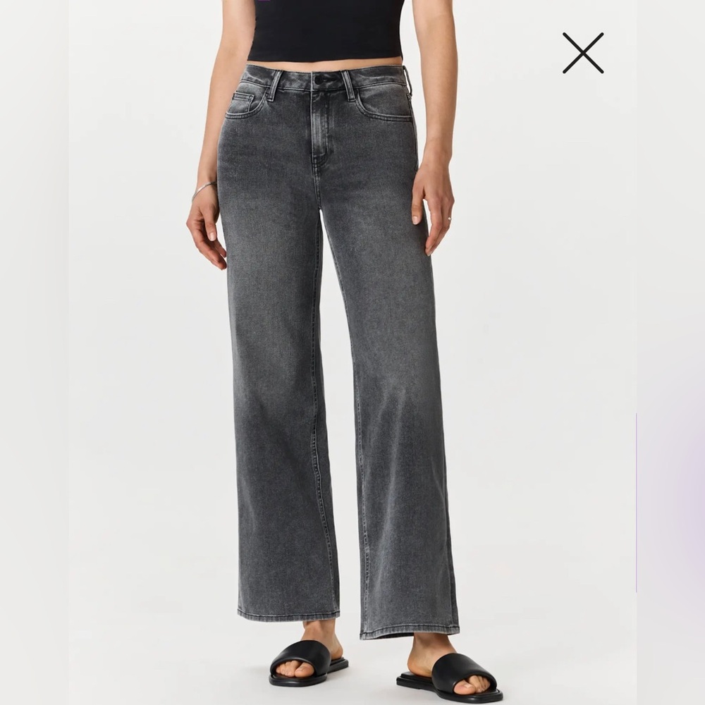QUINCE Bella Stretch Relaxed Straight Wide Jeans Charcoal Black Women’s 28